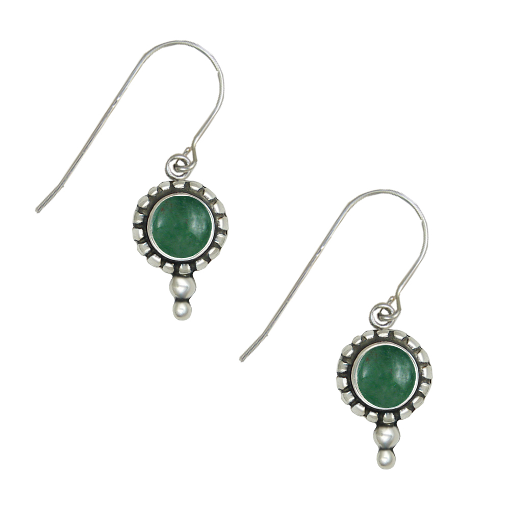 Sterling Silver Little Jade Gemstone Drop Dangle Earrings